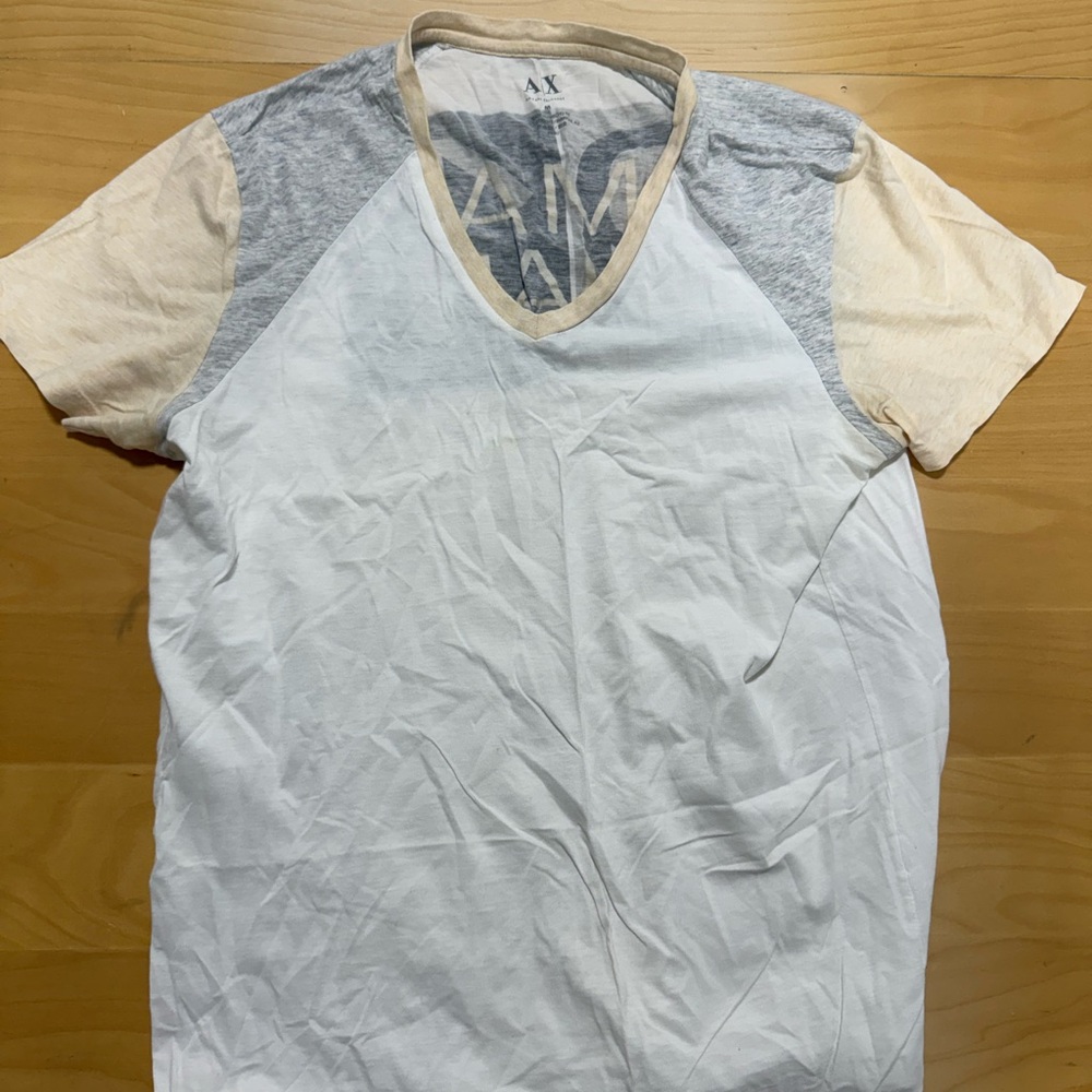 Armani Exchange White and Gray Short Sleeve Tee